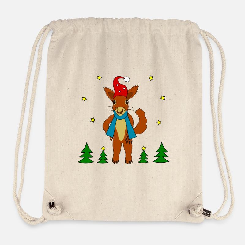 Écureuil de Noël - Sac à cordon recyclé Stanley/Stella - blanc naturel