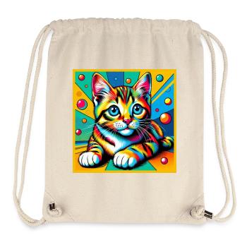 CHAT POP ART - Sac à cordon recyclé Stanley/Stella - blanc naturel - Devant