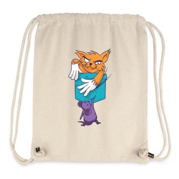Chat joueur avec motif de souris - Sac à cordon recyclé Stanley/Stella - blanc naturel - Devant