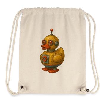 Canard robot en étain rétro - Sac à cordon recyclé Stanley/Stella - blanc naturel - Devant
