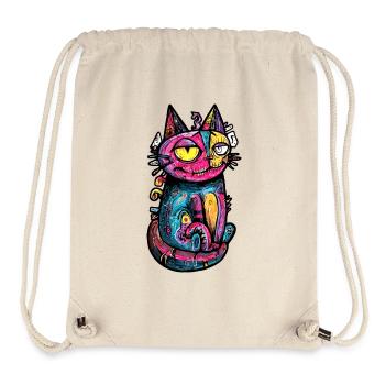 Katze Bunt Kunst Design - Stanley/Stella recycelter Gym Bag - Naturweiß - Vorne
