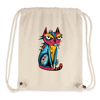 Katze Bunt Kunst - Stanley/Stella recycelter Gym Bag - Naturweiß - Vorne