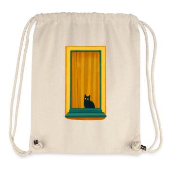 Chat de fenêtre dans un cadre doré - Sac à cordon recyclé Stanley/Stella - blanc naturel - Devant