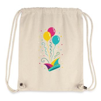 Karneval Narrenkappe mit Ballons & Konfetti - Stanley/Stella recycelter Gym Bag - Naturweiß - Vorne