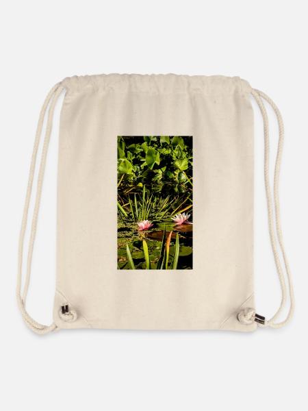 Lotus Flower/Water Lily - Stanley/Stella Recycled Gym Bag - natural