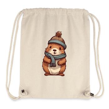 Niedlicher Biber im festlichen Winter-Look! - Stanley/Stella recycelter Gym Bag - Naturweiß - Vorne