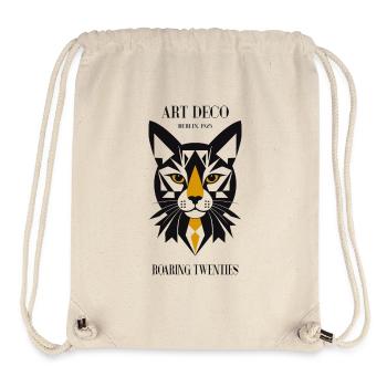 Chat Art Déco - Sac à cordon recyclé Stanley/Stella - blanc naturel - Devant