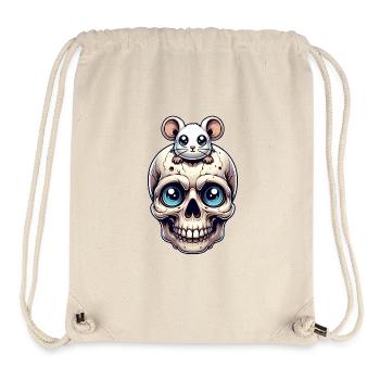 Skull mit süßer kleiner Maus auf der Stirn - Stanley/Stella recycelter Gym Bag - Naturweiß - Vorne
