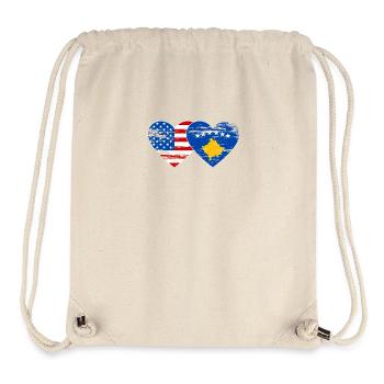 USA Kosovo flag heart used - Stanley/Stella Recycled Gym Bag - natural - Front