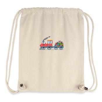 Train pour enfants avec remorque - Sac à cordon recyclé Stanley/Stella - blanc naturel - Devant