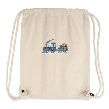Kinderzug Eisenbahn mit Anhäger grau - Stanley/Stella recycelter Gym Bag - Naturweiß - Vorne