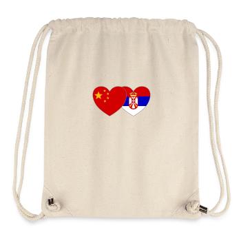 Chine Serbie Drapeau Cœur - Sac à cordon recyclé Stanley/Stella - blanc naturel - Devant