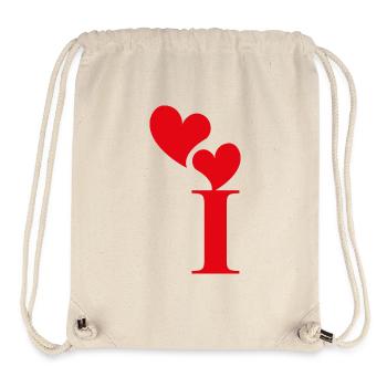 Lettre i cœur rouge - Sac à cordon recyclé Stanley/Stella - blanc naturel - Devant