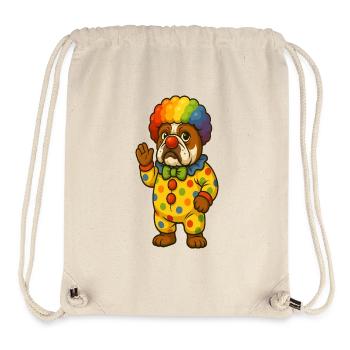 Clown-Bulldogge im farbenfrohen Kostümdesign - Stanley/Stella recycelter Gym Bag - Naturweiß - Vorne