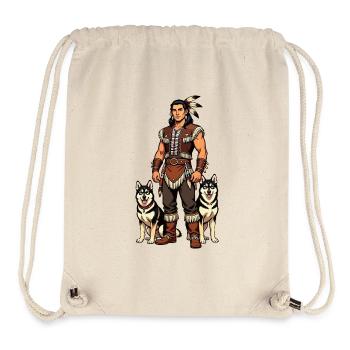 Indien avec des chiens husky - Sac à cordon recyclé Stanley/Stella - blanc naturel - Devant