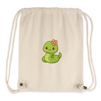 Mignon serpent dame avec fleur - Sac à cordon recyclé Stanley/Stella - blanc naturel - Devant