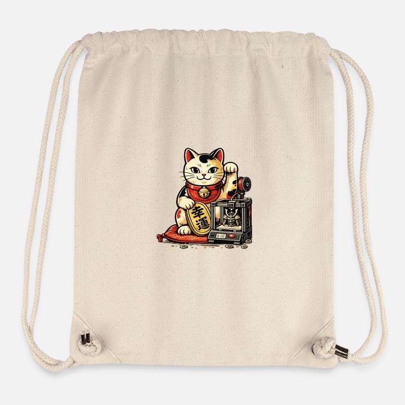 Lucky Maker Cat – Le Chat Porte-Bonheur des Créate - Sac à cordon recyclé Stanley/Stella - blanc naturel