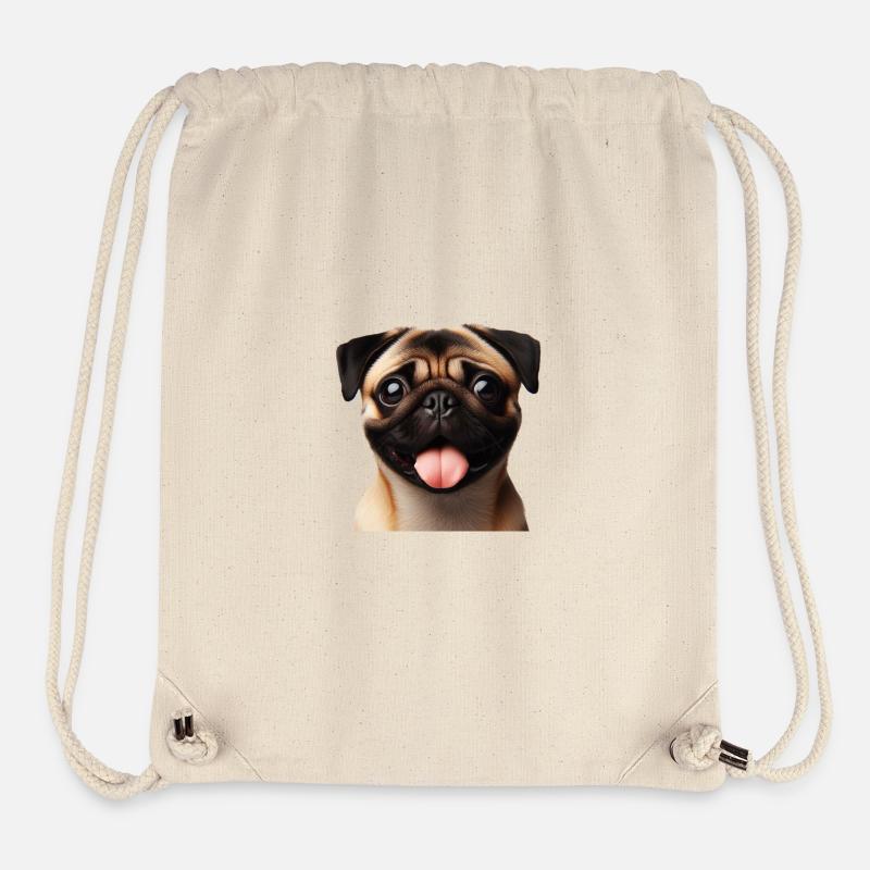 Un carlin heureux - Sac à cordon recyclé Stanley/Stella - blanc naturel