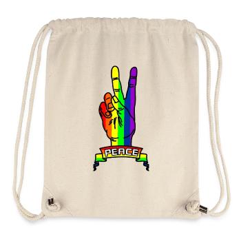 Regenbogen Friedenslogo Hand mit Friedenszeichen - Stanley/Stella recycelter Gym Bag - Naturweiß - Vorne