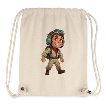 Cute Cartoon Fighter Pilot - Stanley/Stella Recycled Gym Bag - natural - Front