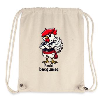 Poulet Basquaise - Texte sombre - Sac à cordon recyclé Stanley/Stella - blanc naturel - Devant