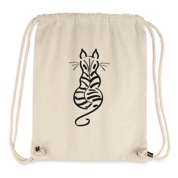 Cat Minimalist Line Back Stripe Tiger - Stanley/Stella Recycled Gym Bag - natural - Front