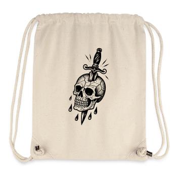 Cracked skull with a dagger - Stanley/Stella Recycled Gym Bag - natural - Front