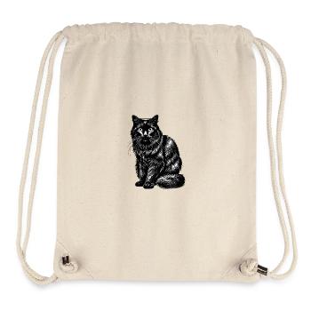Portrait de Chat Noir en Illustration Contrastée - Sac à cordon recyclé Stanley/Stella - blanc naturel - Devant