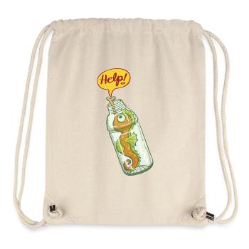 Hippocampe dans bouteille plastique demande d'aide - Sac à cordon recyclé Stanley/Stella - blanc naturel - Devant