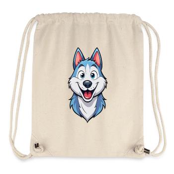 Espiègle souriant Husky oeuvre - Sac à cordon recyclé Stanley/Stella - blanc naturel - Devant