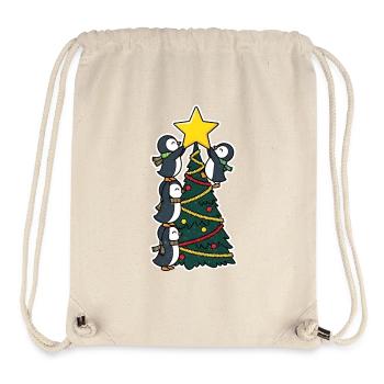 Pinguine schmücken Weihnachtsbaum - Stanley/Stella recycelter Gym Bag - Naturweiß - Vorne