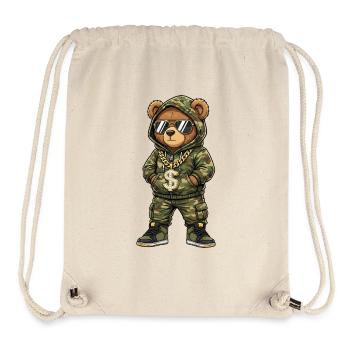Camo Teddy Bear with Gold Chain - Stanley/Stella Recycled Gym Bag - natural - Front