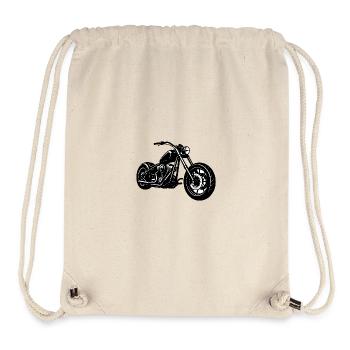 Schwarz-Weiß-Motorrad-Linienfoto - Stanley/Stella recycelter Gym Bag - Naturweiß - Vorne