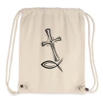 Kreuz Fisch Symbol - Stanley/Stella recycelter Gym Bag - Naturweiß - Vorne