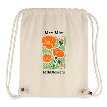 Vivre comme des fleurs sauvages Motif de pavots - Sac à cordon recyclé Stanley/Stella - blanc naturel - Devant