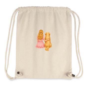 Blonde woman with golden retriever - Stanley/Stella Recycled Gym Bag - natural - Front