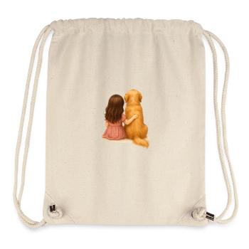 Little Girl with Golden Retriever – Watercolor - Stanley/Stella Recycled Gym Bag - natural - Front