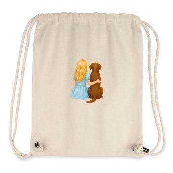 Blonde woman with Labrador - Stanley/Stella Recycled Gym Bag - natural - Front