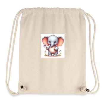 Elefantenbaby mit einer Blume - Stanley/Stella recycelter Gym Bag - Naturweiß - Vorne