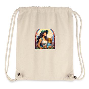 Woman Beer Funny Illustration - Stanley/Stella Recycled Gym Bag - natural - Front