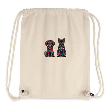 Dog and Cat Abstract Pets - Stanley/Stella Recycled Gym Bag - natural - Front