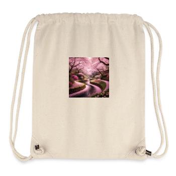Fluss mit pink blühenden Bäumen - Stanley/Stella recycelter Gym Bag - Naturweiß - Vorne