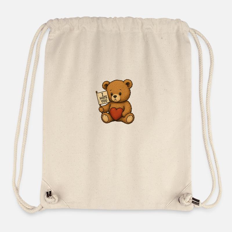 Love and Hate Teddy Bear Design - Stanley/Stella Recycled Gym Bag - natural
