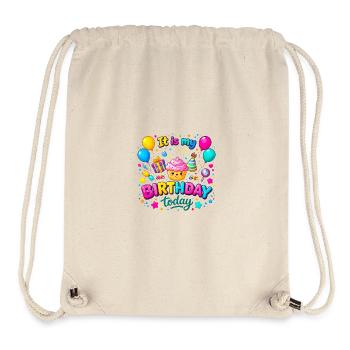 Aujourd’hui, c’est mon anniversaire - Sac à cordon recyclé Stanley/Stella - blanc naturel - Devant