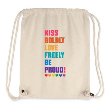 LGBTQ Pride Month - Kiss Boldly, Love Freely - Stanley/Stella Recycled Gym Bag - natural - Front