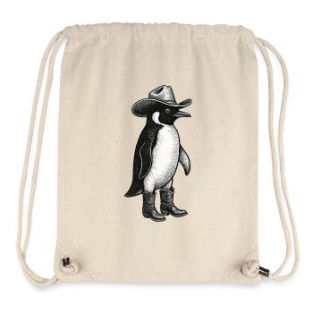 Funny Penguin Cowboy Vintage Rodeo Hat Meme - Stanley/Stella Recycled Gym Bag - natural - Front