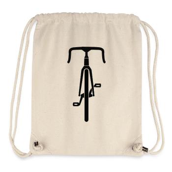 Rennrad Silhouette Frontansicht schwarz - Stanley/Stella recycelter Gym Bag - Naturweiß - Vorne