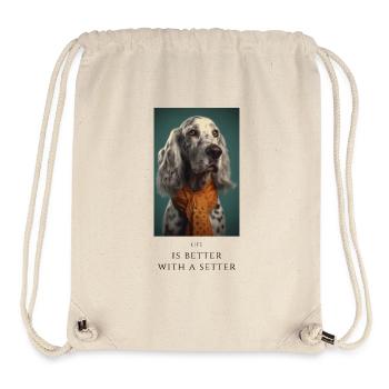 La vie est meilleure avec un setter - Sac à cordon recyclé Stanley/Stella - blanc naturel - Devant