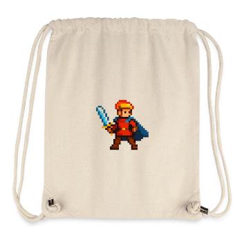 Chevalier Pixel avec épée et cape - Sac à cordon recyclé Stanley/Stella - blanc naturel - Devant