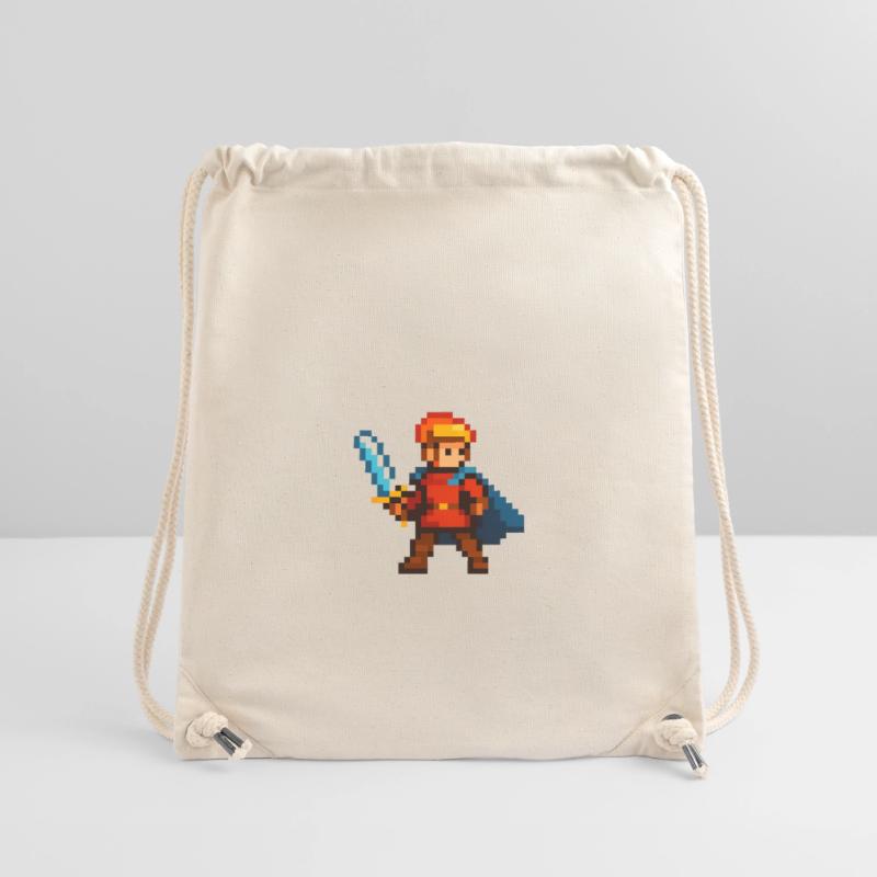 Chevalier Pixel avec épée et cape Sac à cordon recyclé Stanley/Stella